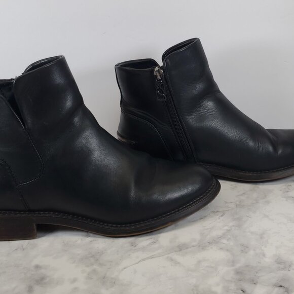 Franco Sarto Black Leather Ankle Booties - Size 6W, Gently Worn - Picture 2 of 11
